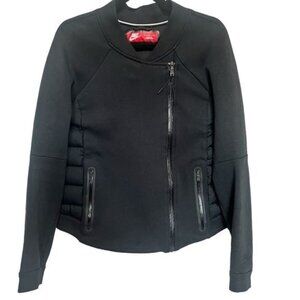 Nike Black Quilted Goose Down Bomber Jacket With Zippered Pockets Womens Size L